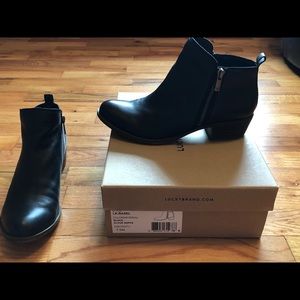 Lucky Brand Basel Black Leather Ankle Booties